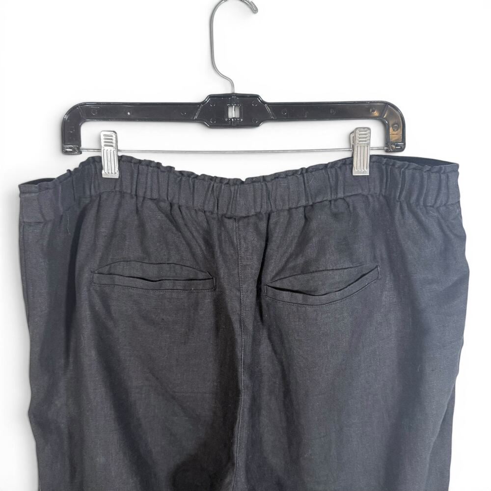 Chico's Women's 3R (US 16R) Black 100% Linen Cropped Pull On Pants Drawstring - Picture 8 of 10
